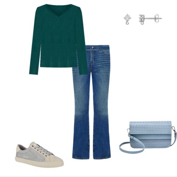 NINE WEST RIBBED V-NECK SWEATER - Picture 6 of 7